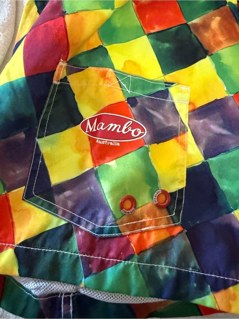 Mambo Australia Men’s Multicolor Check Swim Board Shorts